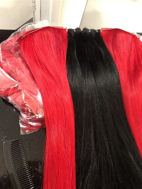 Red Black Black Hair Extensions Black And Red Red