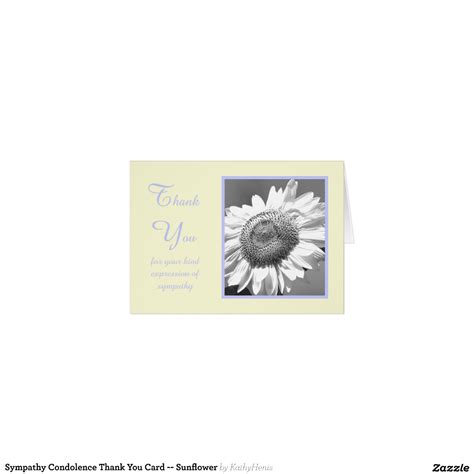 Sympathy Condolence Thank You Card Sunflower Zazzle