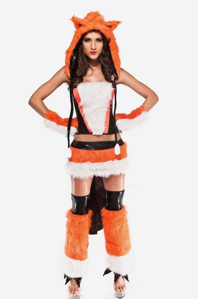 Womens Sexy Cheshire Fox Halloween Costume Orange Adult Costume Pinkqueenshop
