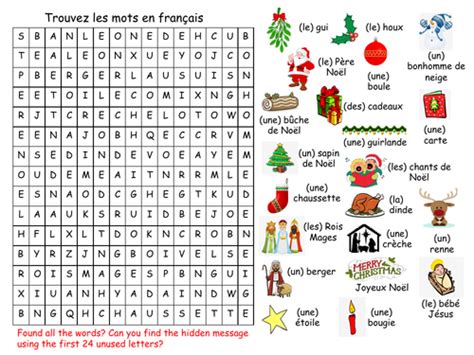 Bumper French Christmas Wordsearch Teaching Resources