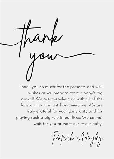 Personalized Baby Shower Thank You Card Printable Download Etsy