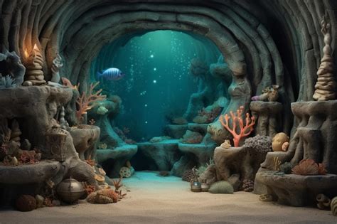 Premium Ai Image 1514 Mermaid Grotto Digital Backdrop 3