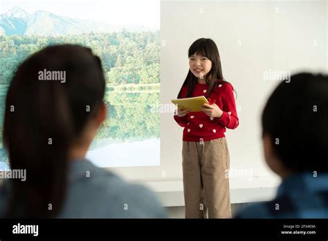 Child Giving Presentation Stock Photo Alamy
