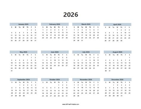 2026 Calendars Free Printable