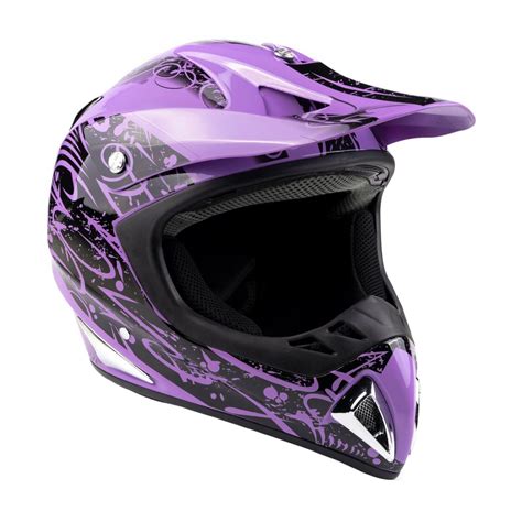 Typhoon Adult Dirt Bike Helmet Atv Off Road Orv Motocross Purple Dot