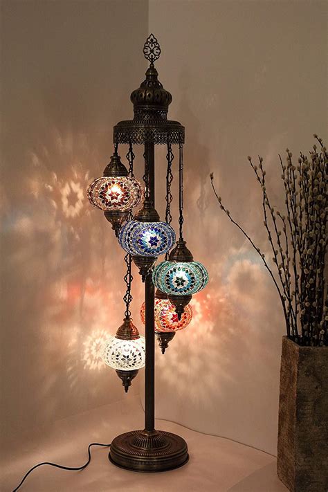 LaModaHome Turkish Lamp Colorful Mosaic Glass Decorative Floor Lamp For
