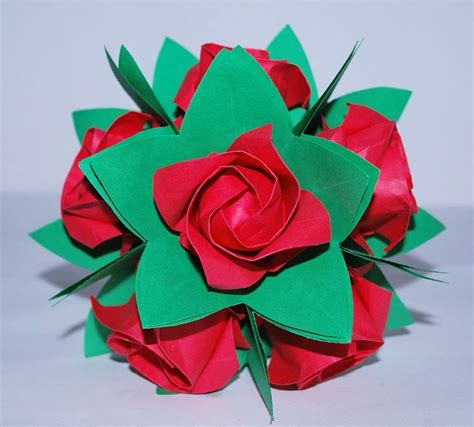 Origami Roses Wedding Flower Bouquet Paper Flower Bouquet Etsy