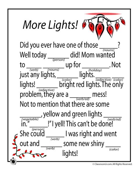 Christmas Madlibs Printable Printable World Holiday