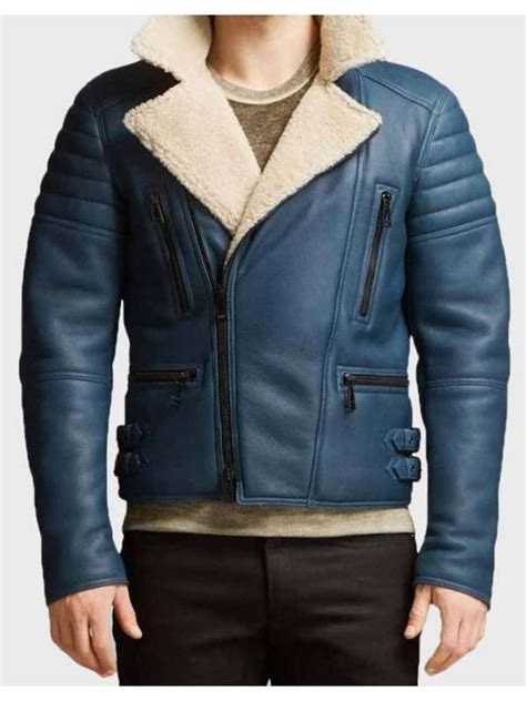 Mens Asymmetrical Shearling Leather Jacket America Jackets