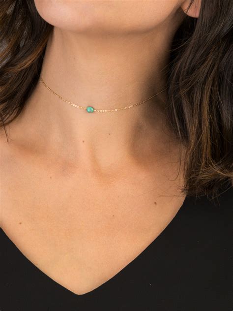 Choker Necklace Real Turquoise With Gold Filled Sterling