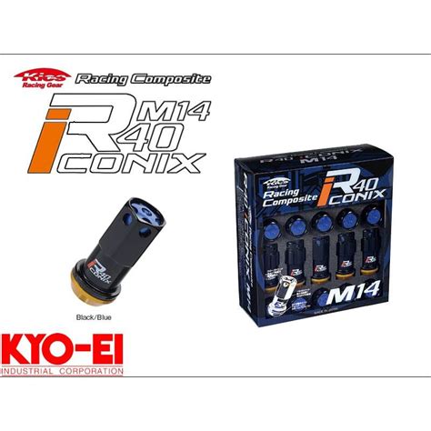 Kyo Eikics レーシングコンポジットr40 M14×p125アイコニックスアルミ製キャップ付ホイールナットブラック×ブルー