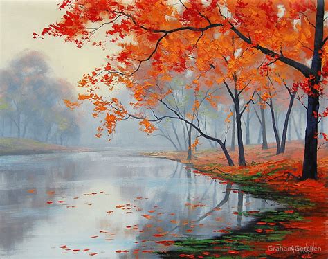 Autumn Lake By Graham Gercken Autumn Painting Lake Painting
