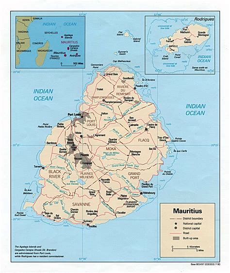 Mauritius on map of africa. Detailed political and administrative map of Mauritius ...