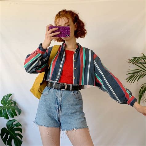 super cute vintage cropped stripy jacket in the depop aesthetic clothes cute casual