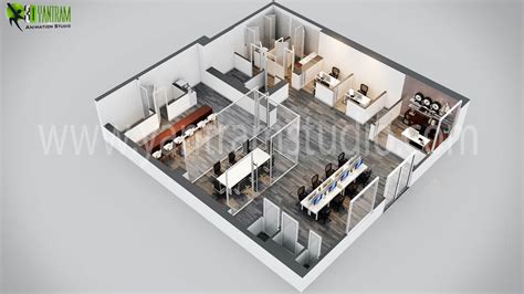3d Interior Design Of Modern Office By Yantram 3d Architectural