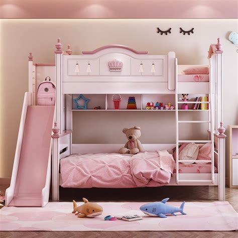 Children Bed Modern Pink Princess Bed Kids Bunk Beds Double Girls