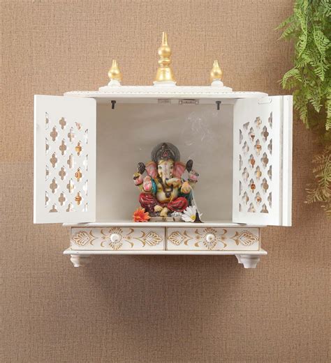 Buy Sheesham Wood Wall Mounted Mandir In Gold By India Home Wood Online