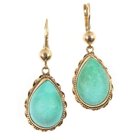 Natural Turquoise Pink Gold Dangle Earrings For Sale At 1stdibs