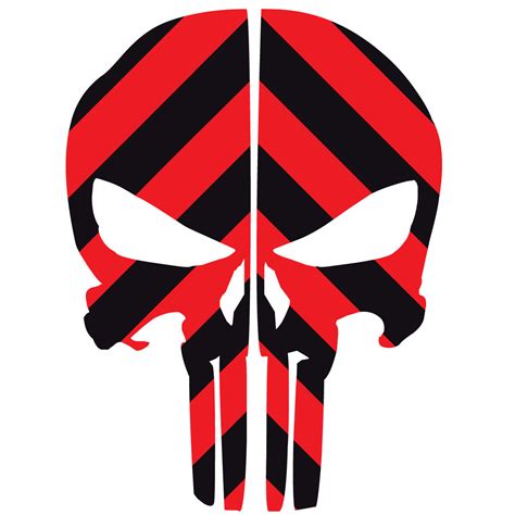Punisher Skull Black And Red Chevron Reflective Rear Helmet Decal Police