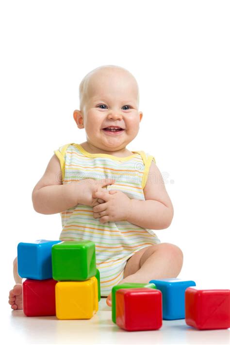 Baby Boy Playing With Building Blocks Stock Photo Image Of Childhood