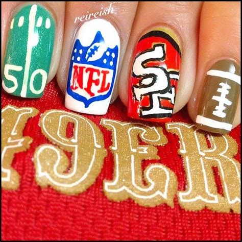 San Fransisco 49ers Nails Sports Nails 49ers Nails Beauty Hacks Nails