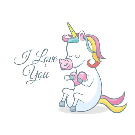 Premium Vector Cute Unicorn With Heart I Love You Message