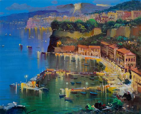 Sorrento Sunset Southern Italy Paintin Painting By Vincenzo Somma