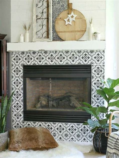 Fireplace With Monochromatic Tiles With A Beautiful Moroccan Inspired
