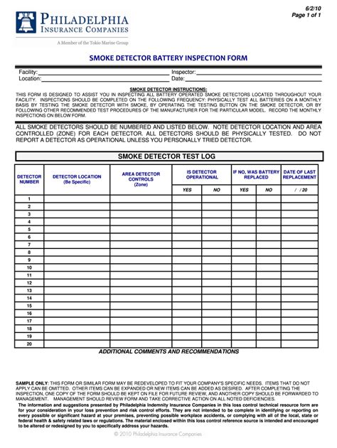 Smoke Detector Inspection Checklist Fill And Sign Printable Template