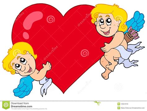 Two Cupids Holding Heart Royalty Free Stock Image Image 12557016