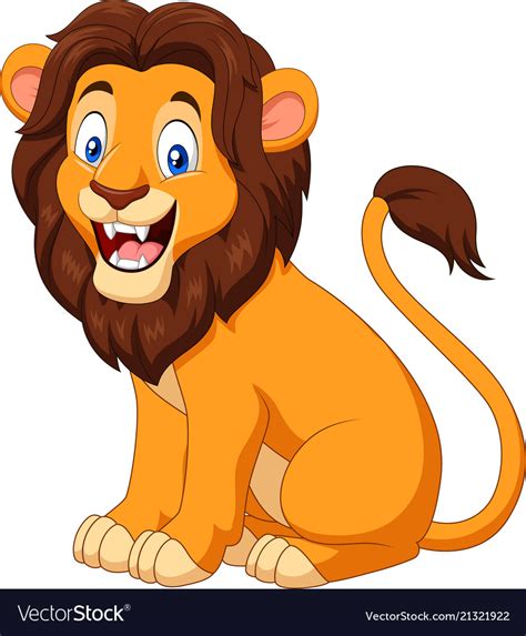 Cartoon Happy Lion Sitting Royalty Free Vector Image
