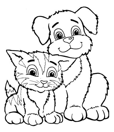 Dibujos De Lindo Perro Y Gato Para Colorear Para Colorear Pintar E