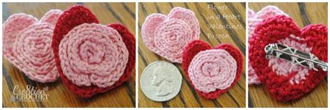 Ergahandmade Crochet Heart Pin Brooch Free Pattern