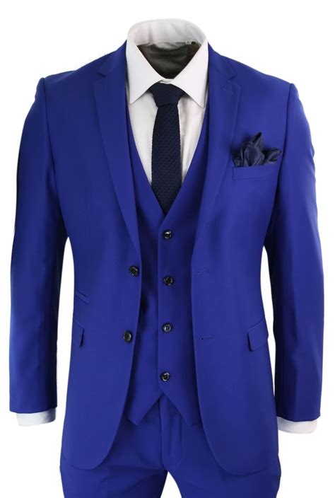 Paul Andrew Parker Mens 3 Piece Royal Blue Tailored Fit Etsy