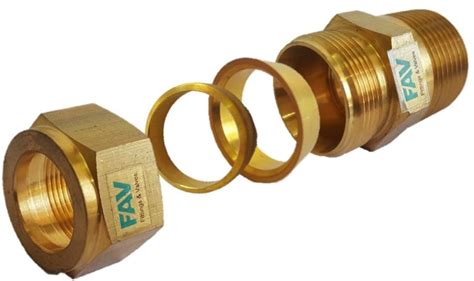 Brass Male Connector Double Ferrule Compression Tube Fittings