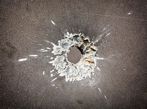 Bullet Hole In The Metal Plate Stock Photo Image Of Ammunition Crime