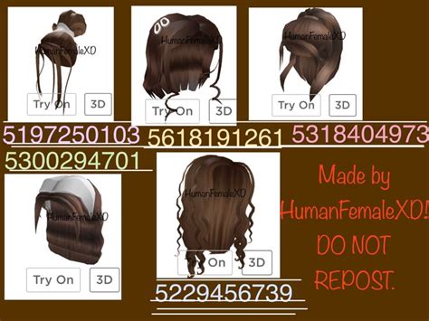 50+ aesthetic brown hair codes for bloxburg | roblox. Brown hair Roblox codes | Roblox codes, Black hair roblox ...