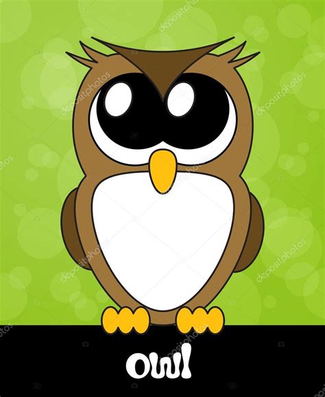 Very Cute Cartoon Owl With Big Eyes ⬇ Stock Photo Image By © Marinaua