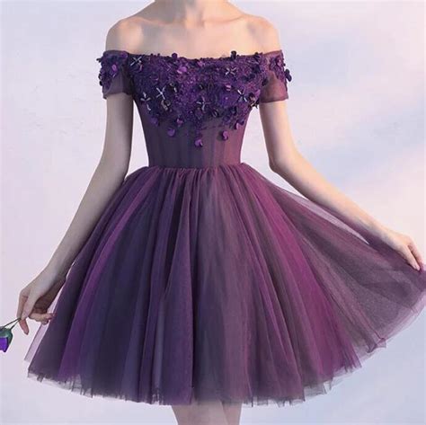 Beautiful Purple Off Shoulder Homecoming Dress 2020 Short Prom Dress