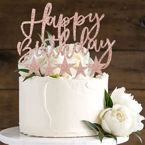 Buy Izoel 2 Sets Cake Decoration Rose Gold Cake Topper Happy Birthday