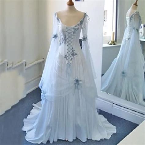 Buy Vintage Celtic Wedding Dresses White And Pale Blue