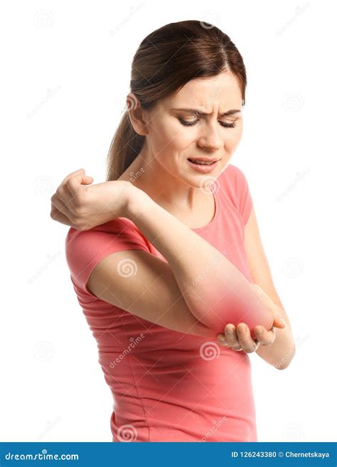 Mature Woman Suffering From Elbow Pain Stock Photo Image Of Medicine