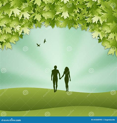 Adam And Eve Silhouette Royalty Free Stock Image