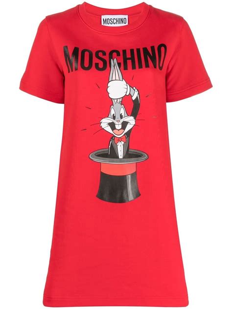Moschino Bugs Bunny Print Dress In Rot Modesens