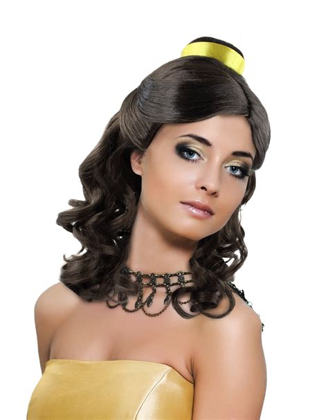 Princess Belle Wig Long Curly Wave Hair With Ribbon For Cosplay Costume Party Dress Up Halloween