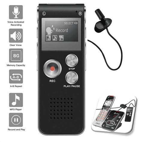 Voice Activated Digital Recorder 8gb Usb W Microphone Landline Phone