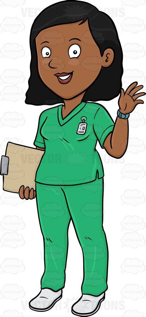A Black Haired Lady Nurse Nurse Drawing Nurse Cartoon