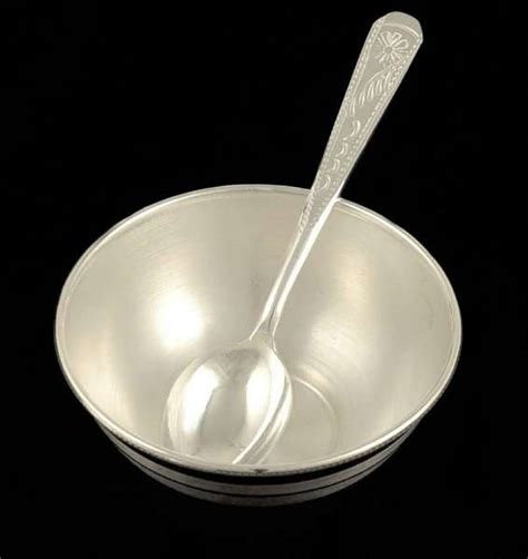 Goldtideas Pure Silver Bowl With Spoon For Pooja Silver Bowl For