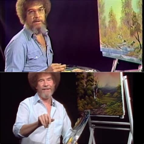 Bob Ross At The 1st Episode And The Last Episode Of The Joy Of Painting