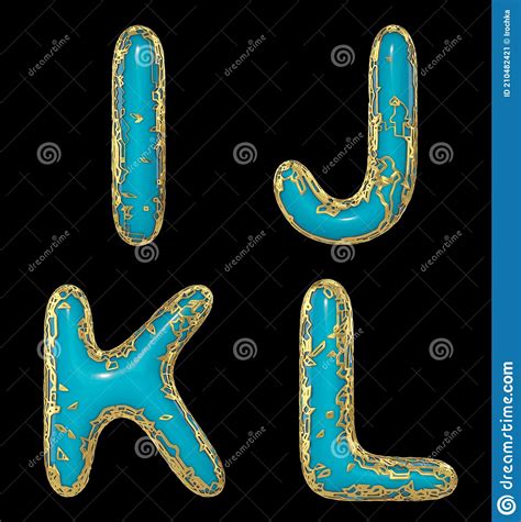 Realistic D Letters Set I J K L Made Of Gold Shining Metal Letters Stock Illustration